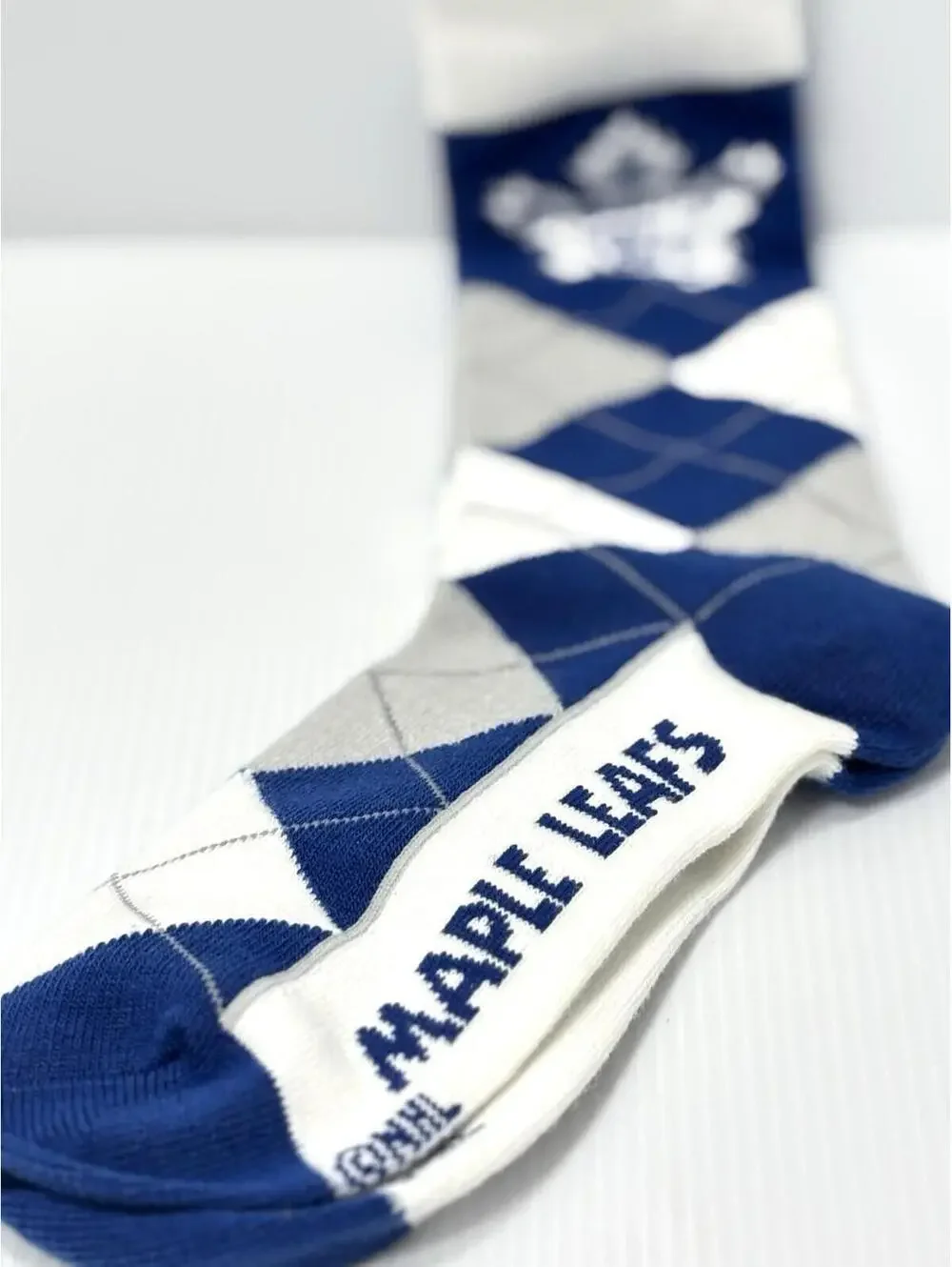 Toronto Maple Leafs NHL Argyle Crew Socks Blue White Gray FBF Originals New